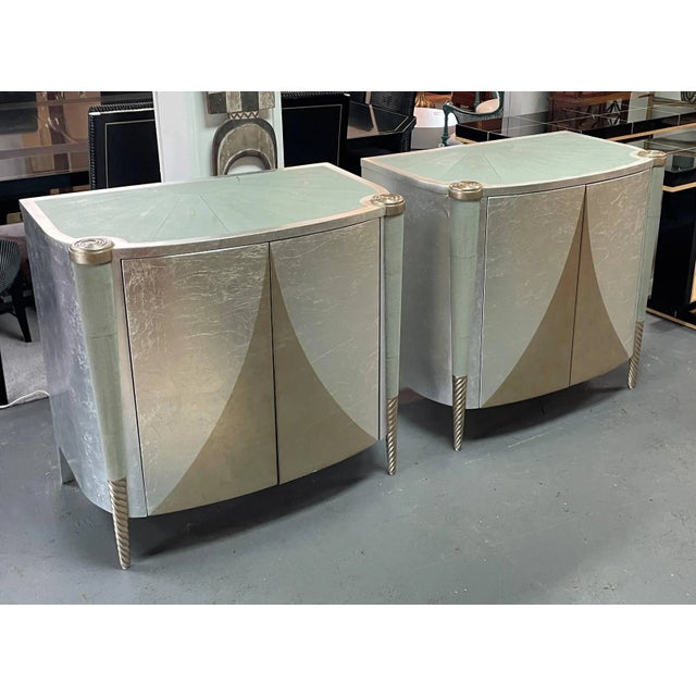 Contemporary Art Deco Silver Leaf and Shagreen Chests - a Pair For Sale - Image 3 of 13