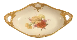 Vintage Kpm Hand Painted Porcelain and Gilt Bowl