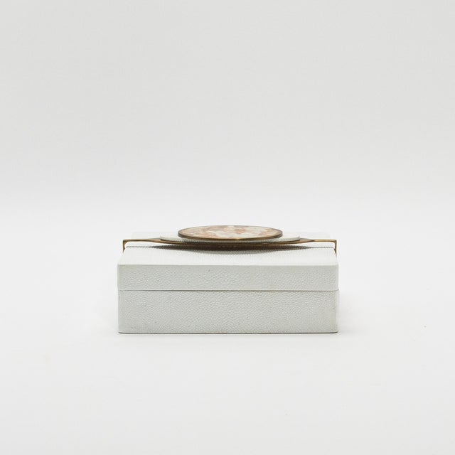 Set of 2 Boxes in Shagreen With Semi-Precious Stone and Brass by Kifu Paris For Sale In Los Angeles - Image 6 of 8