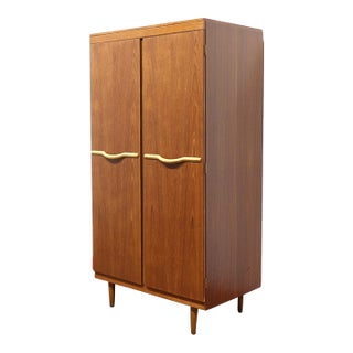 Mid Century Modern Vintage Teak Double Armoire Wardrobe by Stonehill Danish Style For Sale