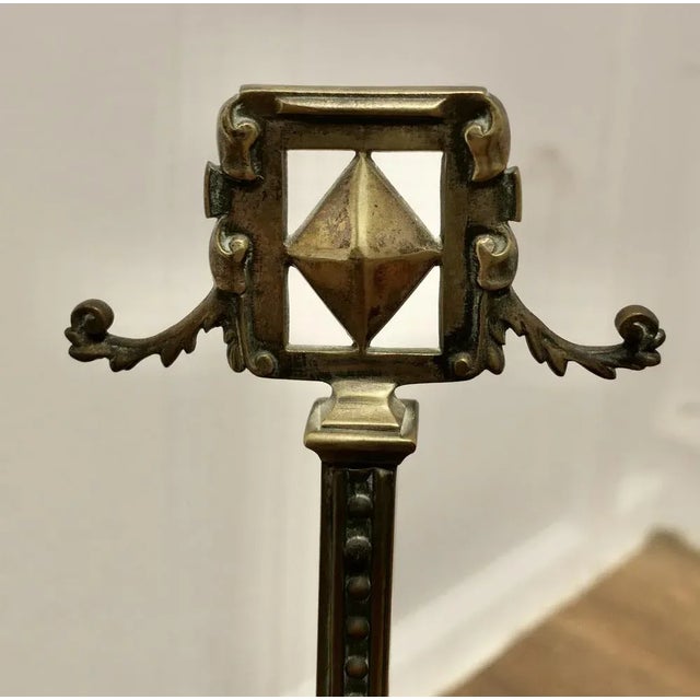 Tall Victorian Brass Andirons, Set of 2 For Sale - Image 3 of 5