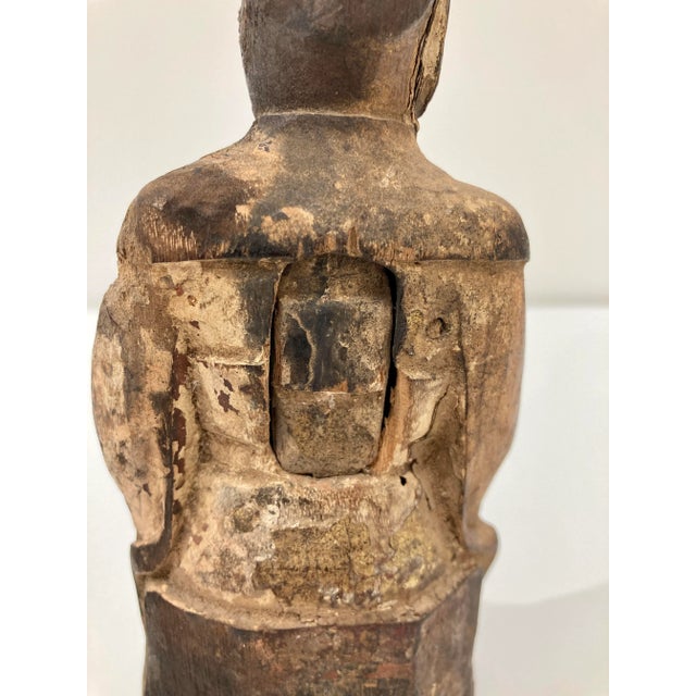 19th Century Chinese Carved Wooden Ancestor Figure For Sale - Image 10 of 12