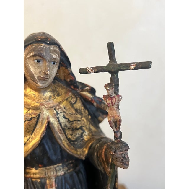 18th Century Saint Rita Carving With Gilt Detail For Sale - Image 11 of 18