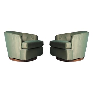 Milo Baughman / Harvey Probber Gliding & Swivel Barrel Back Club Chairs For Sale