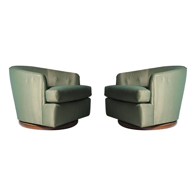 Milo Baughman / Harvey Probber Gliding & Swivel Barrel Back Club Chairs For Sale