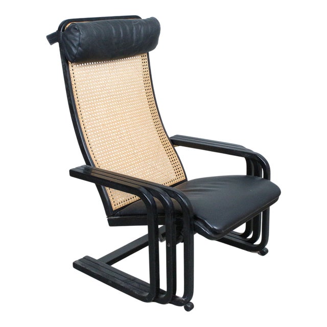 Vienna Weave and Leather Lounge Chair, 1980s For Sale