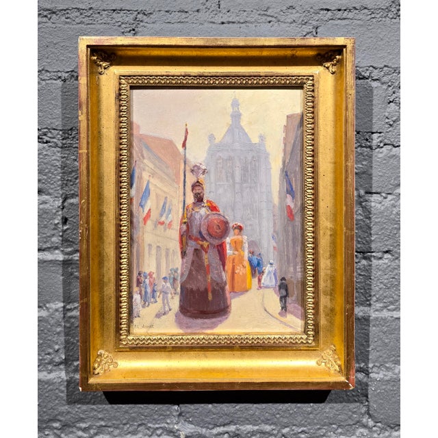 French Madaleine Aimé – French Impressionist Fêtes De Gayant Festival in Douai –Oil Painting For Sale - Image 3 of 11