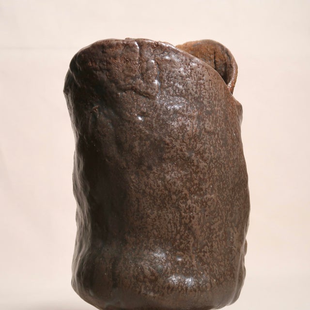 Large Fine Art Hand Built Studio Pottery Sculptural Brutalist Wabi Sabi Earth Tone Vessel For Sale - Image 13 of 17