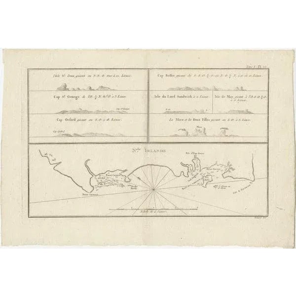 Antique print titled 'l'Isle St. Jean (\.) - Cap St. George (\.)'. Antique map of New Ireland, an island in the Bismarck...