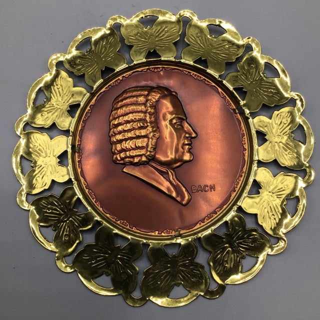 Here is a set of 6 yellow brass butterfly filigree edged hanging wall plates. The plates consists of 6 of the worlds most...