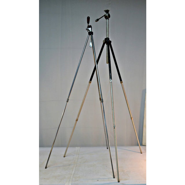 Mid-Century Modern Vintage Adjustable Telescopic Camera Tripod - A Pair For Sale - Image 3 of 7