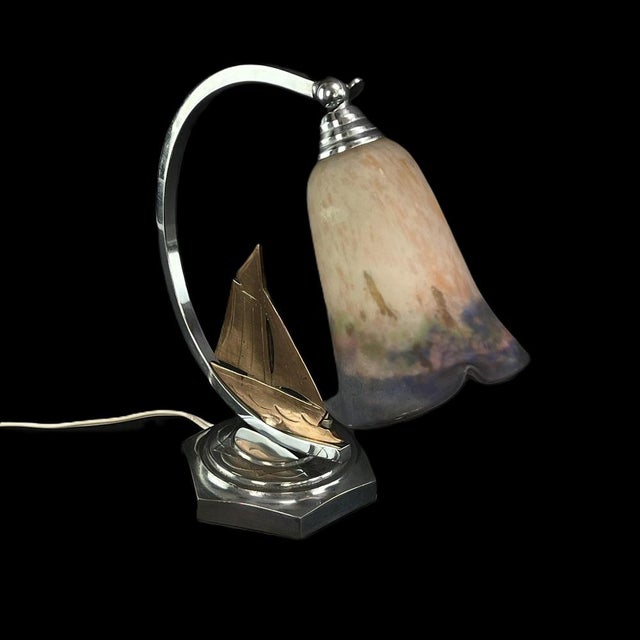 1930s Art Deco Pate De Verre Table Lamp attributed to Muller Frères for Muller Frères, 1930s For Sale - Image 5 of 8