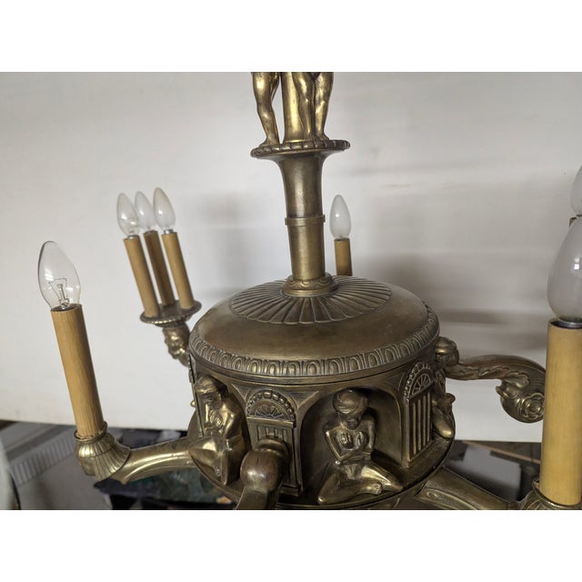 Antique Neoclassical Chandelier in Cast Brass, 1900s For Sale - Image 13 of 18