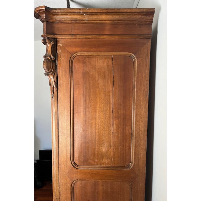 Antique Armoire French Loui XV Walnut 19th Century For Sale - Image 4 of 8