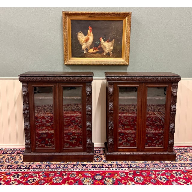OUTSTANDING Beautifully Carved Pair of Antique French Renaissance Revival Bookcases or Display Cabinets in Oak~~c. 1900s...