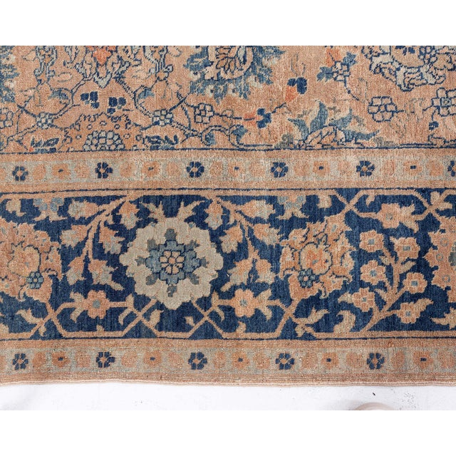 Persian Antique Persian Tabriz Handwoven Wool Rug For Sale - Image 3 of 8