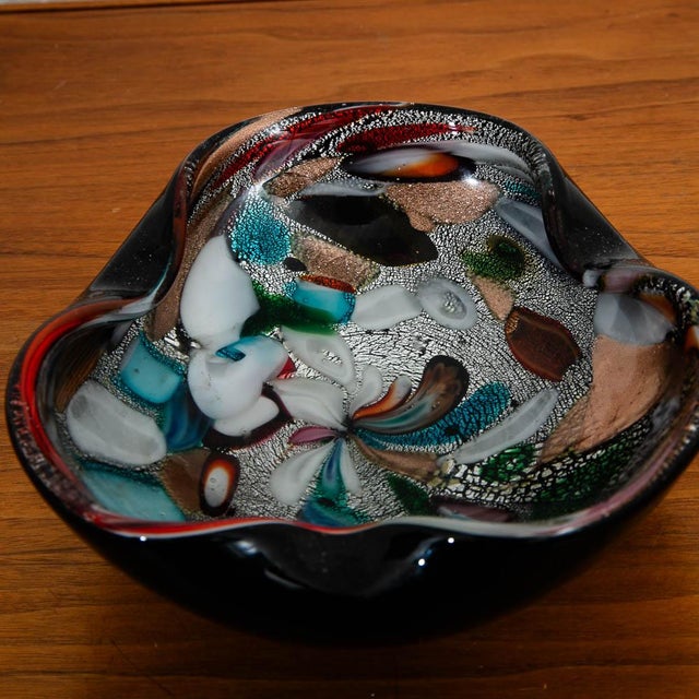 1960s Mid Century Modern Smoking Ashtray Art Glass Multicolored Glaze Vintage Catch All For Sale - Image 5 of 12