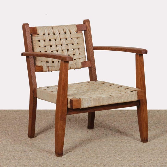 Brown Armchair in Oak and Rope, 1900s For Sale - Image 8 of 8