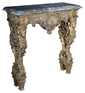 20th Century Wall Console Gilded with Marble Model attributed to F. Linke