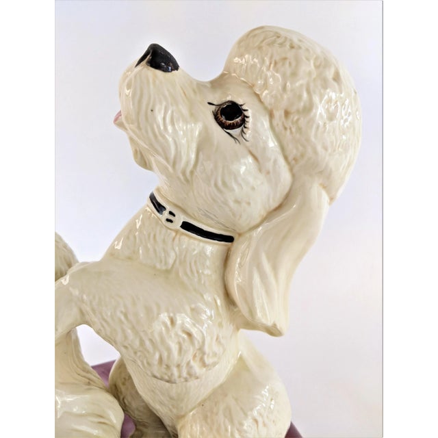 Vintage Ceramic Pair of White Poodles on a Pillow For Sale - Image 11 of 12