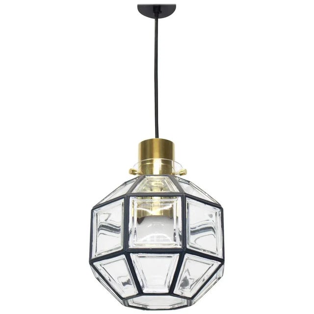 Iron and Clear Glass Pendant Lights from Limburg, Germany, 1960s For Sale - Image 6 of 6