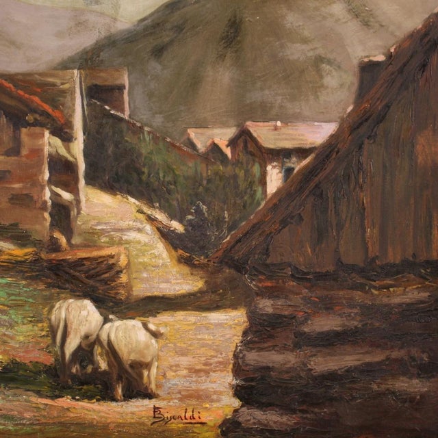 Italian Artist, Landscape with Shepherd, 1950s, Oil Painting on Panel, Framed For Sale - Image 10 of 16