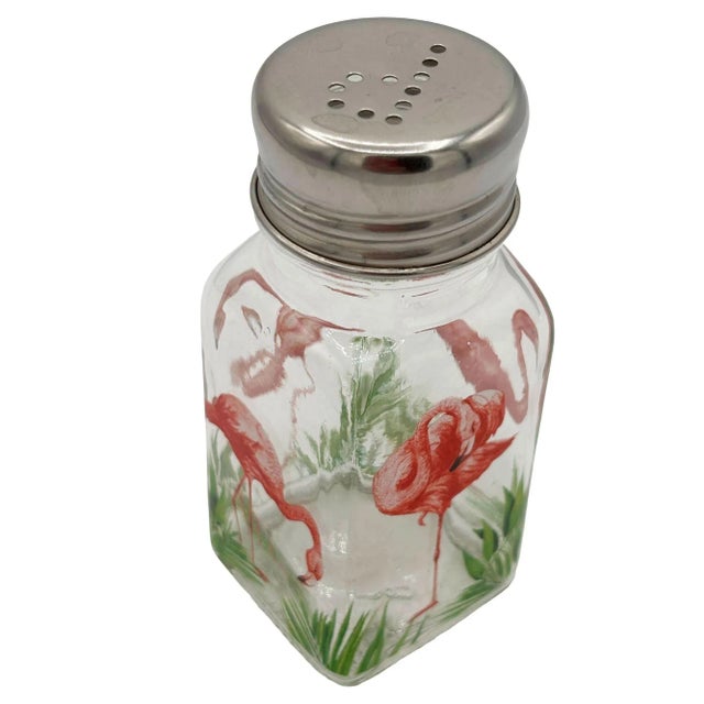 1990s 1990s Hand Painted Pink Flamingo Glass Salt & Pepper Shakers by Michel Design Works For Sale - Image 5 of 8