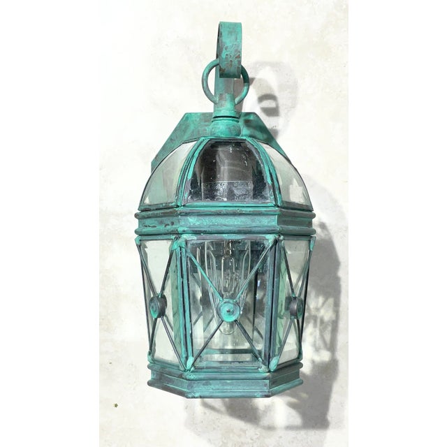 Metal Vintage Petite Solid Brass Wall Lantern - 11” H X 5.5 W X 6” D For Sale - Image 7 of 7