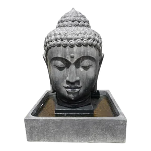 Cast Faux Stone Buddha Head Fountain