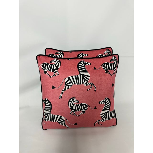 Beautiful Mag Fabrics zebra velvet pillows. Complete with a plain black velvet back, black velvet contrast welt, hidden...