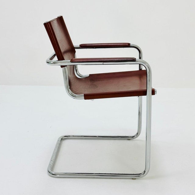 Marcel Breuer Bauhaus Visitor Chair in Congac Leather by Marcel Breuer, 1980s For Sale - Image 4 of 11