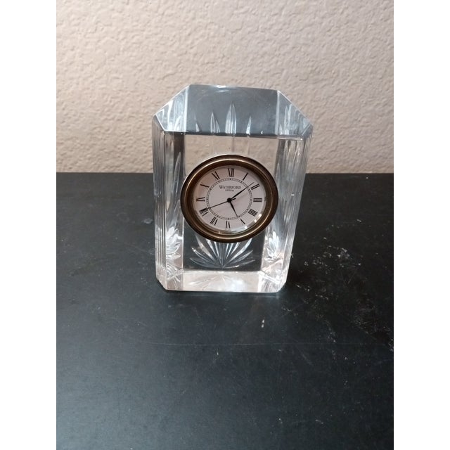 1980s 1980s Waterford Lismore Crystal Ireland Mantle/Desk Clock For Sale - Image 5 of 5
