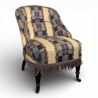 Napoleon III Lounge Chair in Fabric For Sale