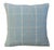 Custom-tailored designer pillow in a beautiful woven blue, gray, and cream plaid fabric. Same fabric on the reverse. Cord...