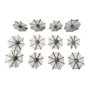 Set of 12 Chinese Export Silver Spider Web Form Place Card Holders