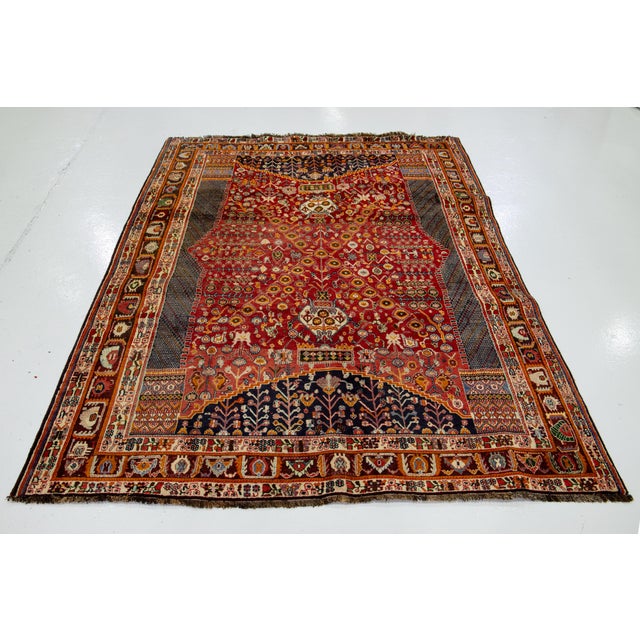 Red Allover Designed Persian Shiraz Wool Rug in Red For Sale - Image 8 of 9