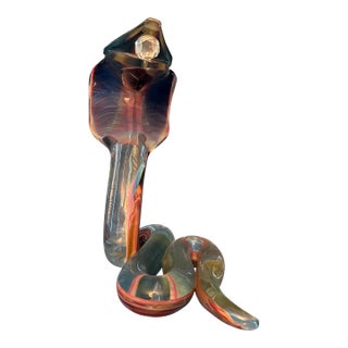 Vintage Dino Rosin Calcedony Cobra Blown Glass Murano Sculpture For Sale