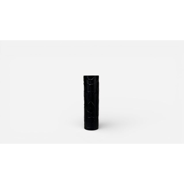 1980s Cuno Fischer Black Matte Vase Abstract Glyphs Rosenthal Studio Line For Sale In Minneapolis - Image 6 of 7