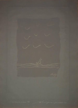 Adja Yunkers, Latvian Modernist 'The Sky Hides All It's Birds' Intaglio Etching Embossing