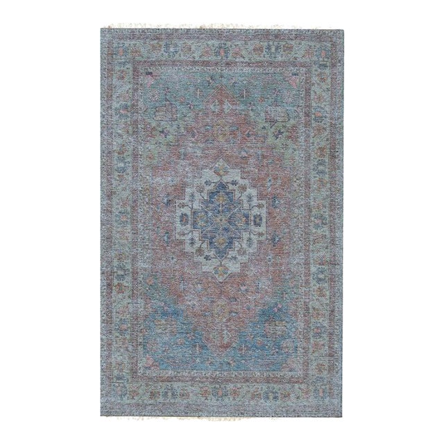 8x10 Coral Handwoven Wool Faded Medallion Classic Traditional Modern Carpet Rug For Sale