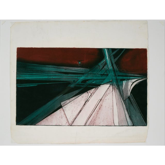 "State 16" Geometric Abstract Collagraph Print by Patricia A. Pearce (American, b. 1948). This boldly geometric collagraph...