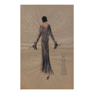 Lanvin of Paris C1920s Original Fashion Illustration in Gouache For Sale