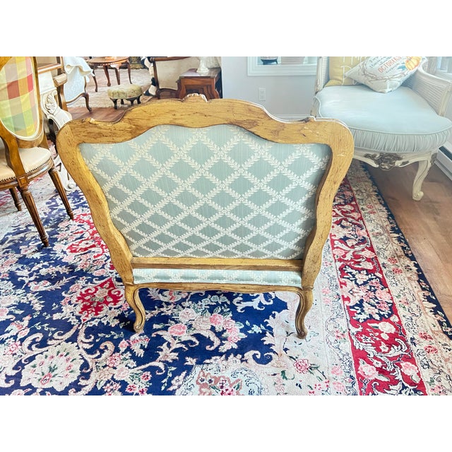 French Pair of Early 1990s Era Paint Decorated French Louis XV Bergere Chairs For Sale - Image 3 of 12