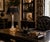 Presenting a substantial mid-century vintage glass lamp with bouillotte tole shade featuring a square base with convenient...