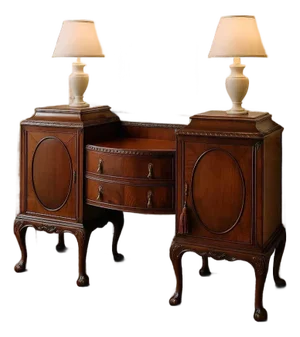 1940s Chippendale Mahogany Sideboard Buffet With Claw Feet, Brass