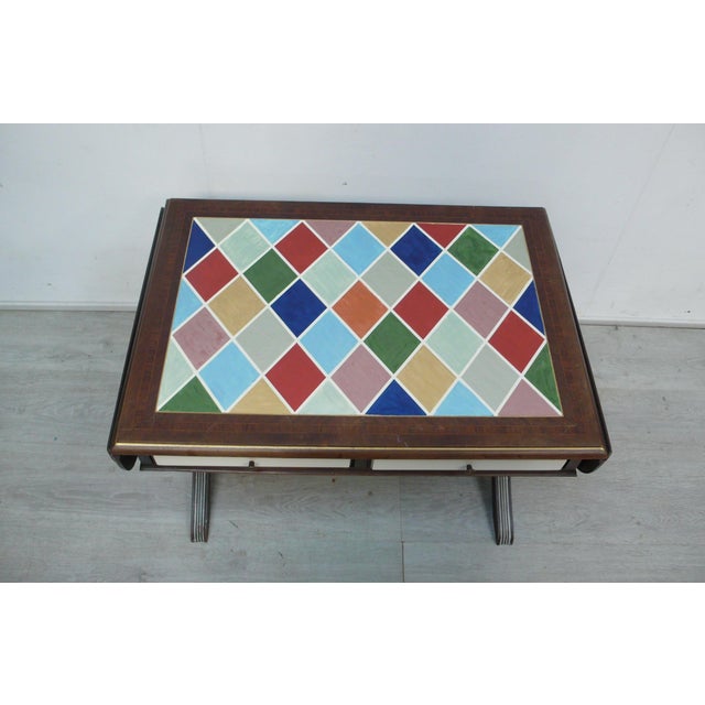 Wood Coffee Table with Side Wings in Dark Nutwood, 1960s For Sale - Image 7 of 8