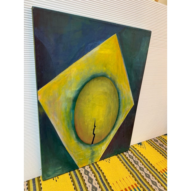 Design Plus Gallery presents an Abstract Brazilian Flag Original Painting by Josh Powell. This modernist, geometrically...