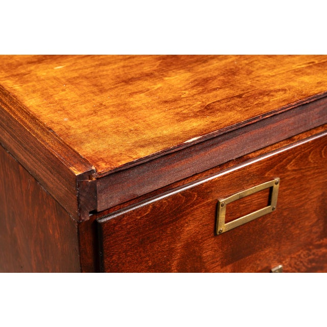 Antique Oak Filing Cabinet With Internal Pusher Rod System For Sale - Image 9 of 9