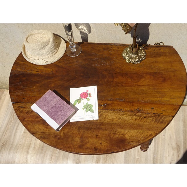Wood Walnut Top Flap Table For Sale - Image 7 of 18