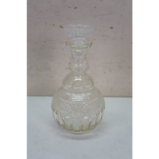 Late 20th Century Vintage American Faceted Cut Crystal Liquor Wine Bar Bottle Decanter For Sale - Image 5 of 17